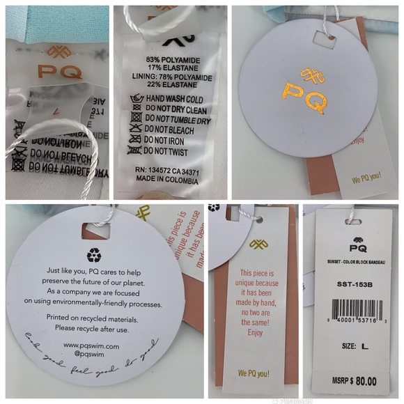 PQ Swim NWT Sunset Colour Block Bandeau Bikini Top, Large - Picture 16 of 16